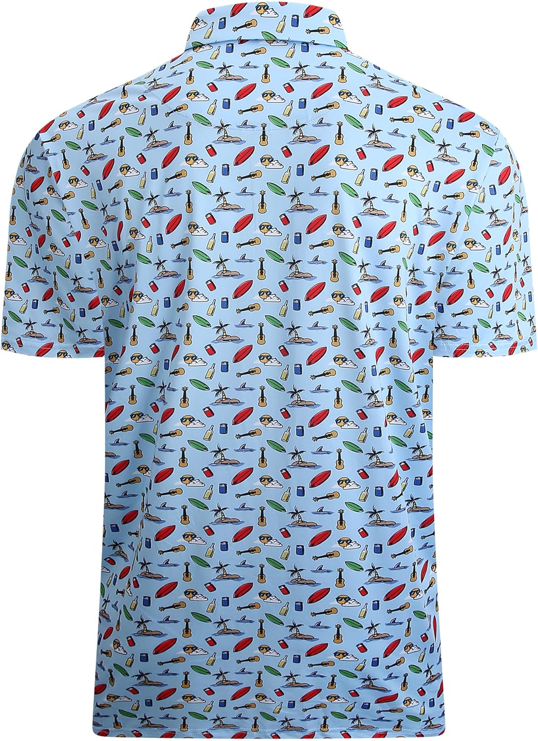 Alex Vando Mens Hawaiian Golf Shirt Moisture Wicking Digital Print Golf Shirts for Men