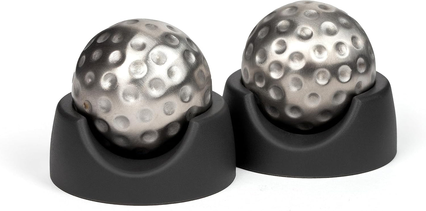 Golf Ball Whiskey Glass and Decanter Set with Crystal Whiskey Glasses, Decanter Set, Golf Ball Whiskey Chillers, Tongs, Storage Pouch, Birdie Juice Flask, and Elegant Black Storage Box