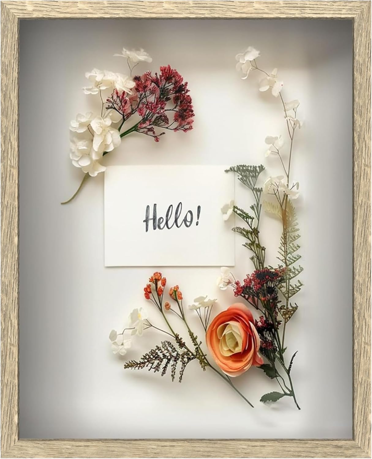 FrameWorks 16x20 Driftwood Wooden Shadow Box Frame – Soft Felt Back, Tempered Glass, and Included Elegant White Ball Push Pins