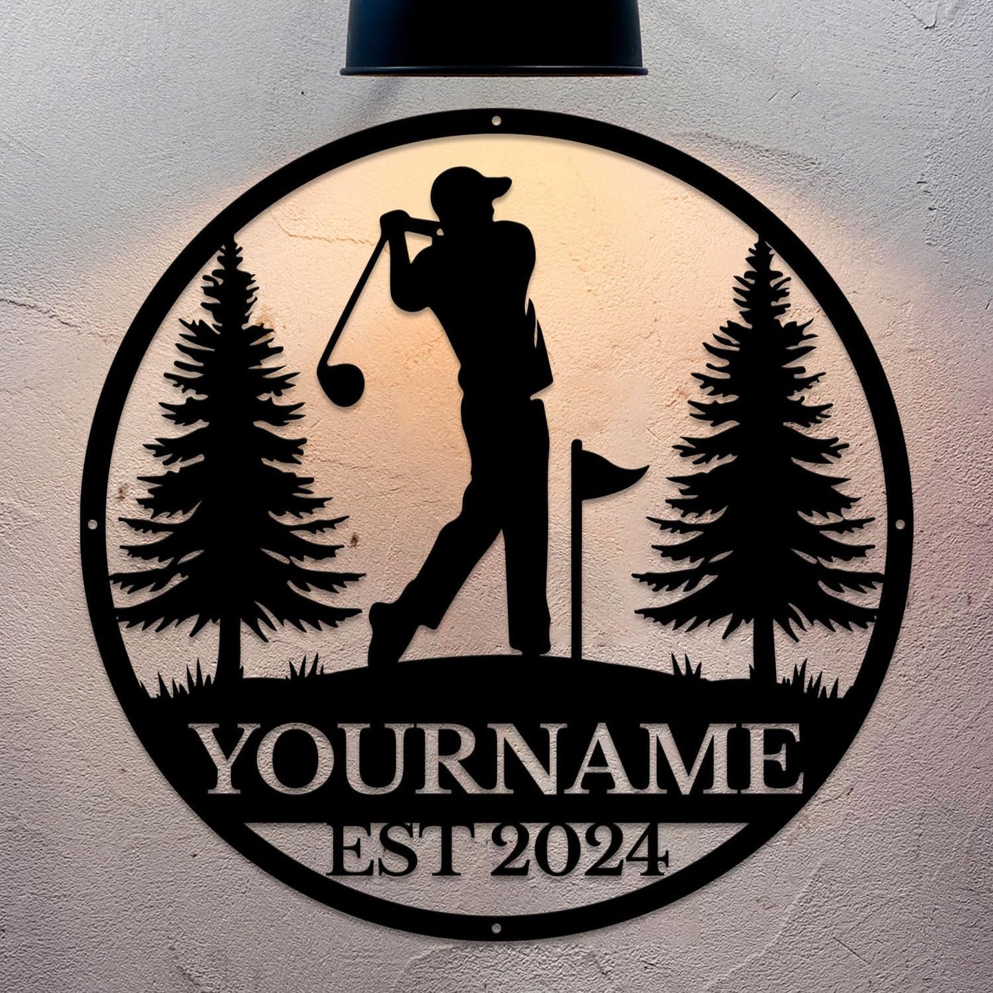 Golf Art Metal Signs,Custom Golf Metal Name Signs,Personalized Golf Signs,Black Golf Metal Wall Art Signs,Golfball Home Outdoor Metal Signs (Style A)