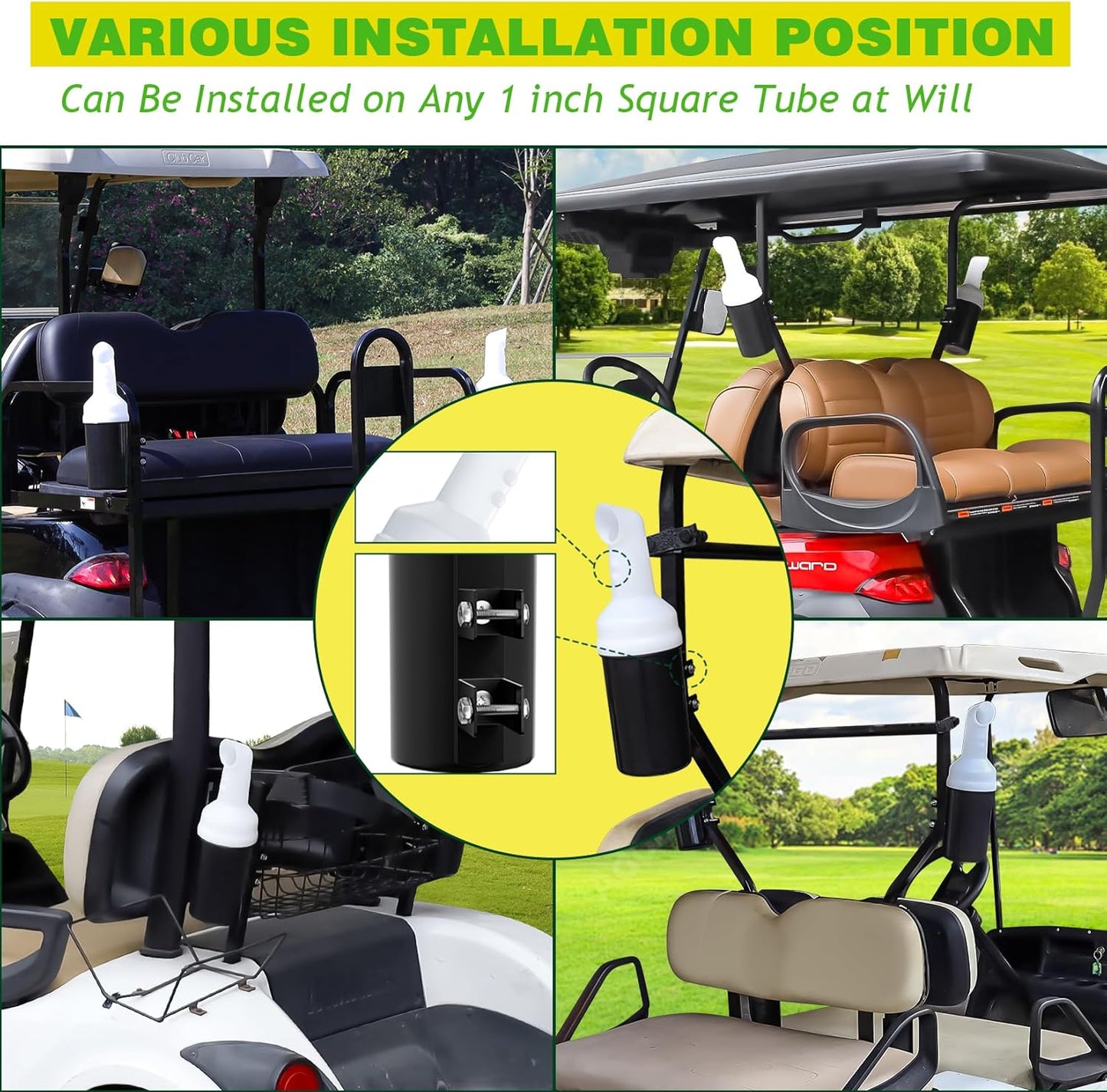 Drive-up Golf Cart No-Drilling Sand Bottle Assembly Universal for Club Car EZGO Yamaha Models, Large Capacity Divot Filler Sand Bottle with Rattle Proof Holder