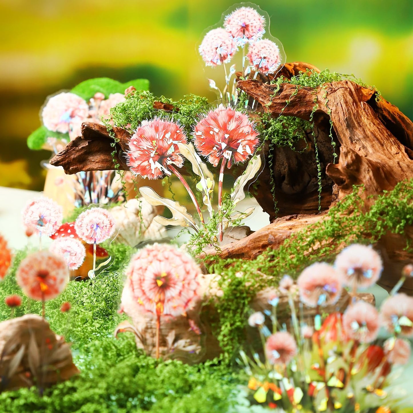 Dandelion Floral PET Stickers Set, 60PCS Holographic Botanical Flower Stickers for Scrapbooking, Journaling, DIY Crafts, and Art Supplies