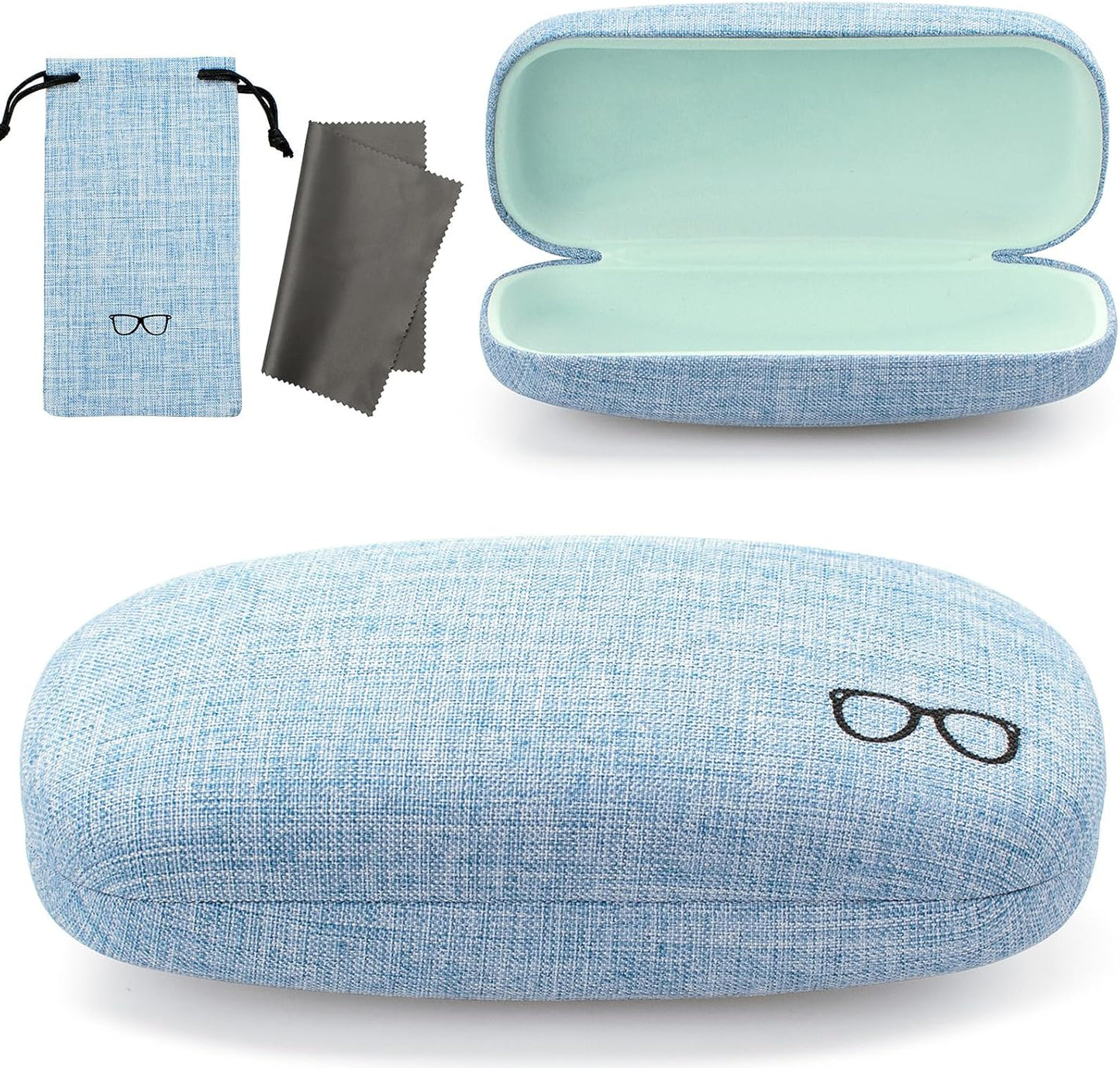 Vemiss Hard Shell Eyeglasses Cases, Linen Fabrics Protector Sunglasses Case, Large Glasses Case