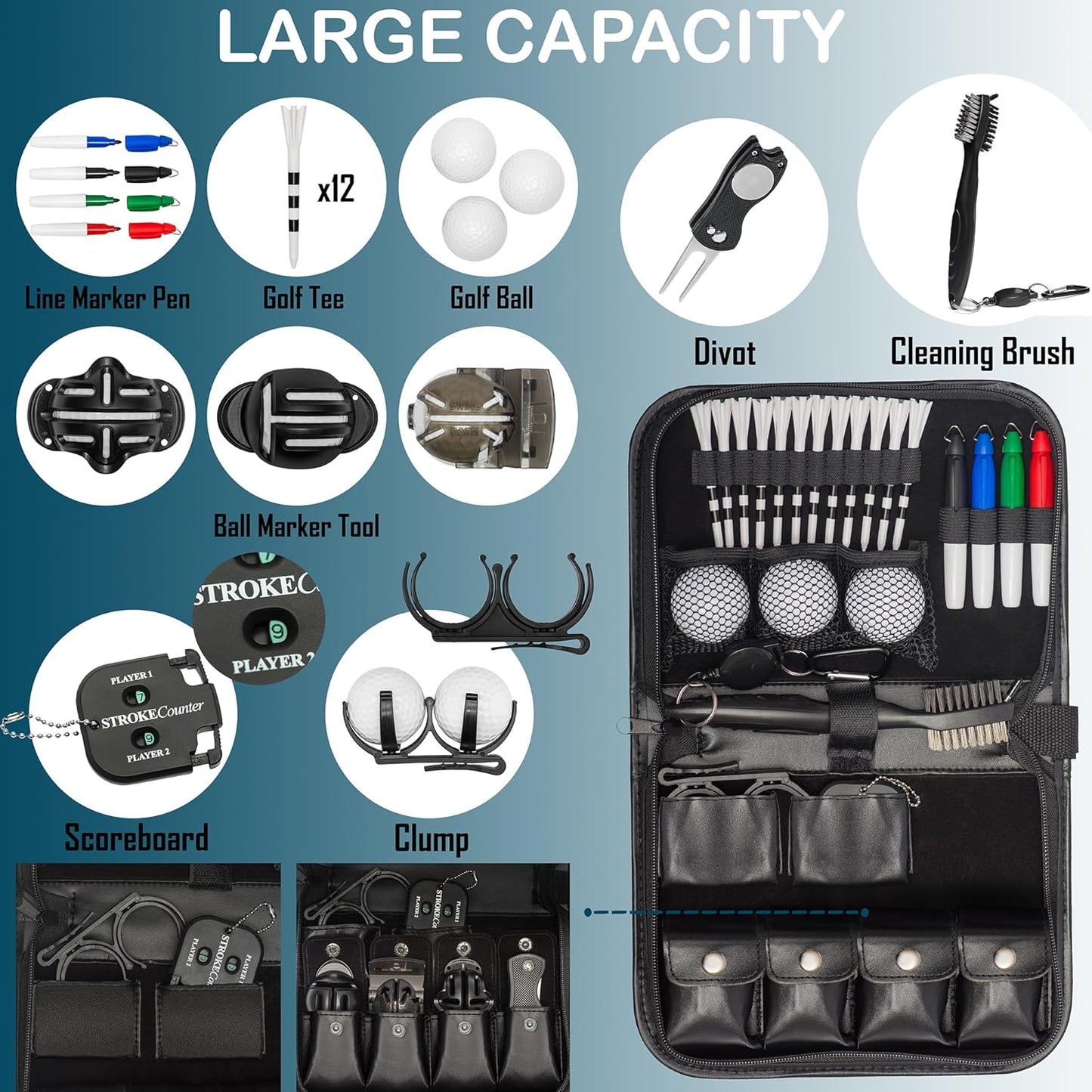 HIRQUITICKE Golf Gift Sets for Men & Women with Accessories Set & Case, Balls, Rangefinder, Tees, Brush, Multifunctional Divot Knife, Scorer, Ball Clamp