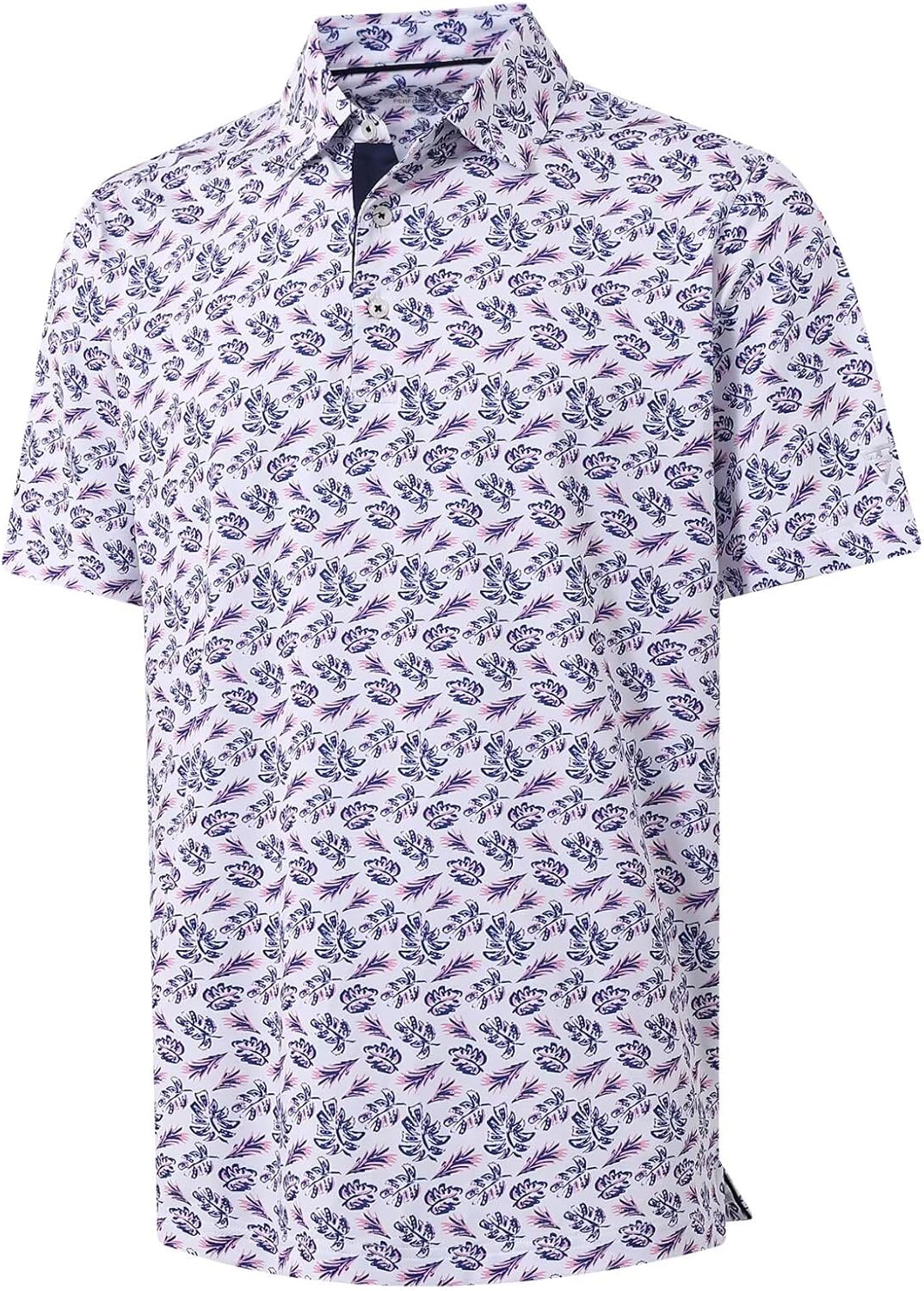 M MAELREG Mens Golf Shirt Short Sleeve Dry Fit Print Moisture Wicking Performance Patterns Collared Polo Shirt