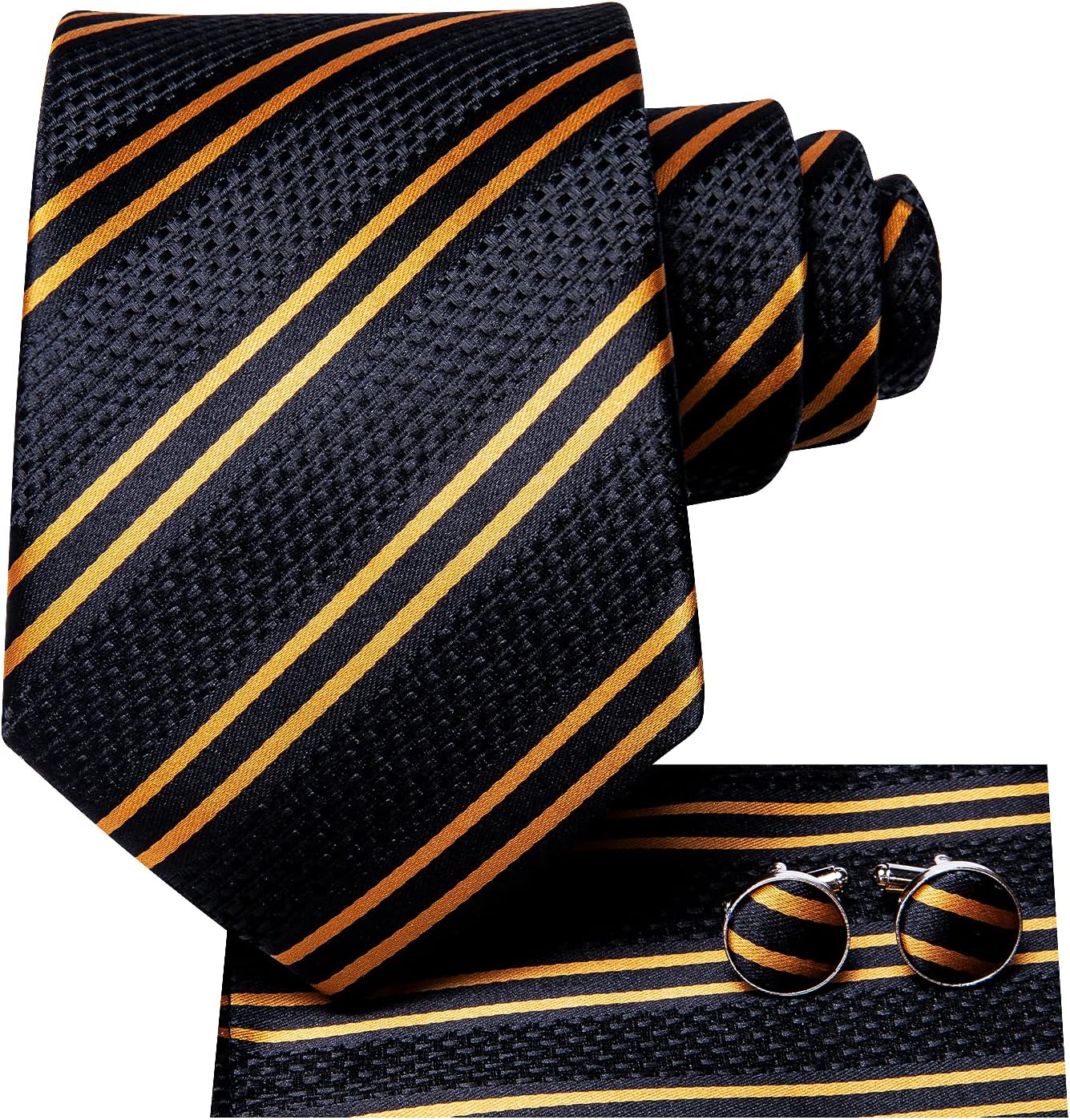 Hi-Tie Men 63inches Tie Set Extra Long Necktie Paisley Tie Pocket Suqare Cufflinks Big and Tall Men Tie