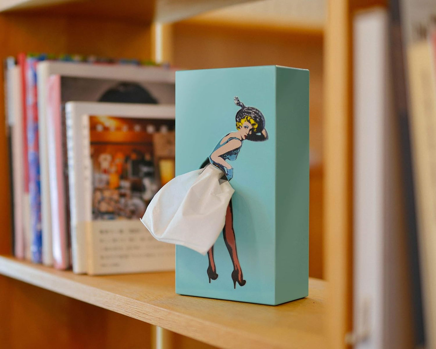 Flying Skirt® Tissue Box - The Original Award-Winning Lady Skirt Design, Resin Pop Art, Weighted Metal Base, Made in Korea, Premium Gifts & Novelty Home Decor by Spextrum (Mint)
