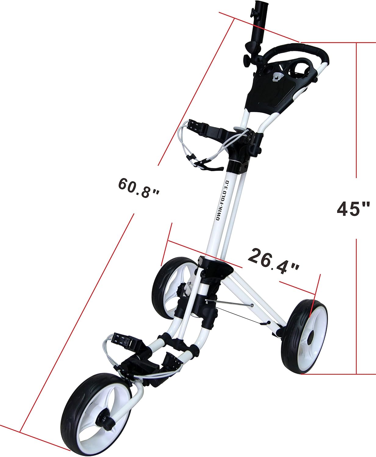 Golf Push Cart 3 Wheel with Foot Brake – 1-Second Fold/Unfold, Adjustable Handle, Umbrella Holder, Beverage Compartment & Storage | Lightweight Aircraft-Grade Aluminum Frame