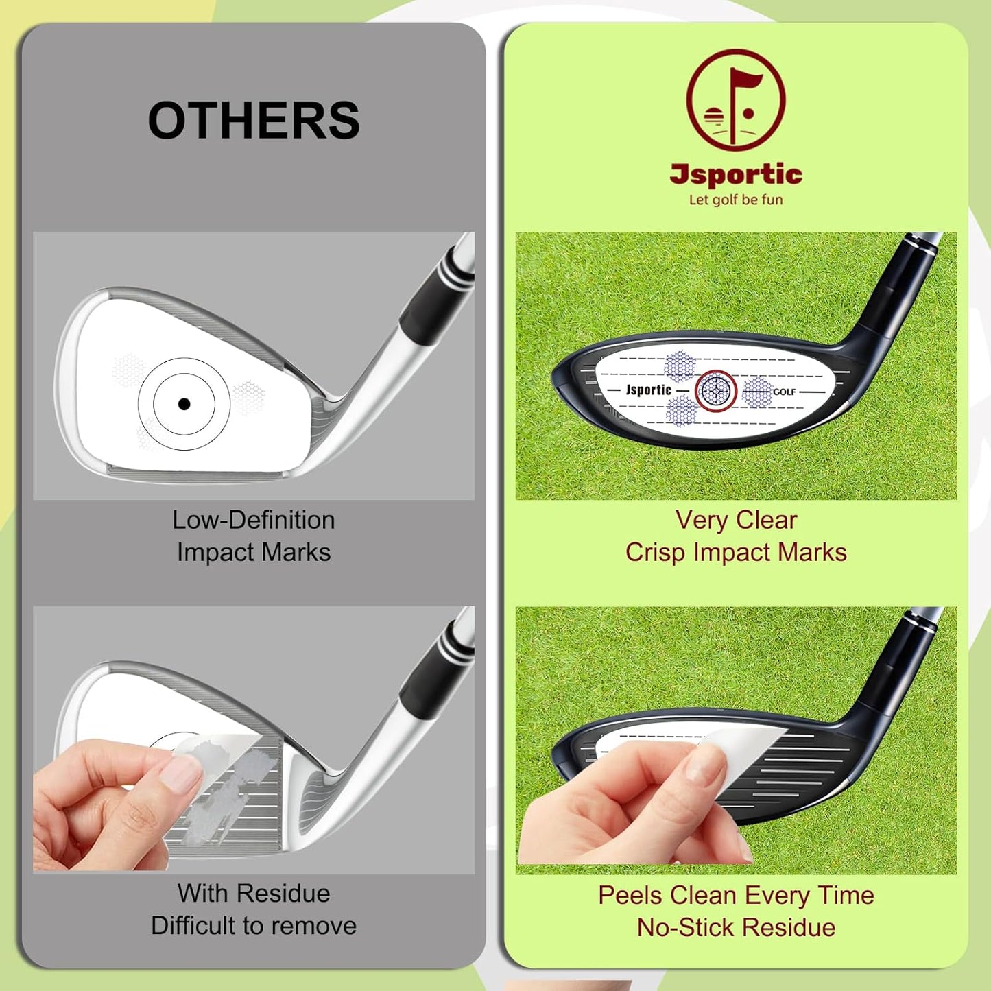 Golf Impact Tape Clear Golf Club Stickers for Accurate Ball Striking Sticky Golf Pro Club Sweet Spot Analysis Improves Skills Quality Training Aid for Golf Beginners and Fans