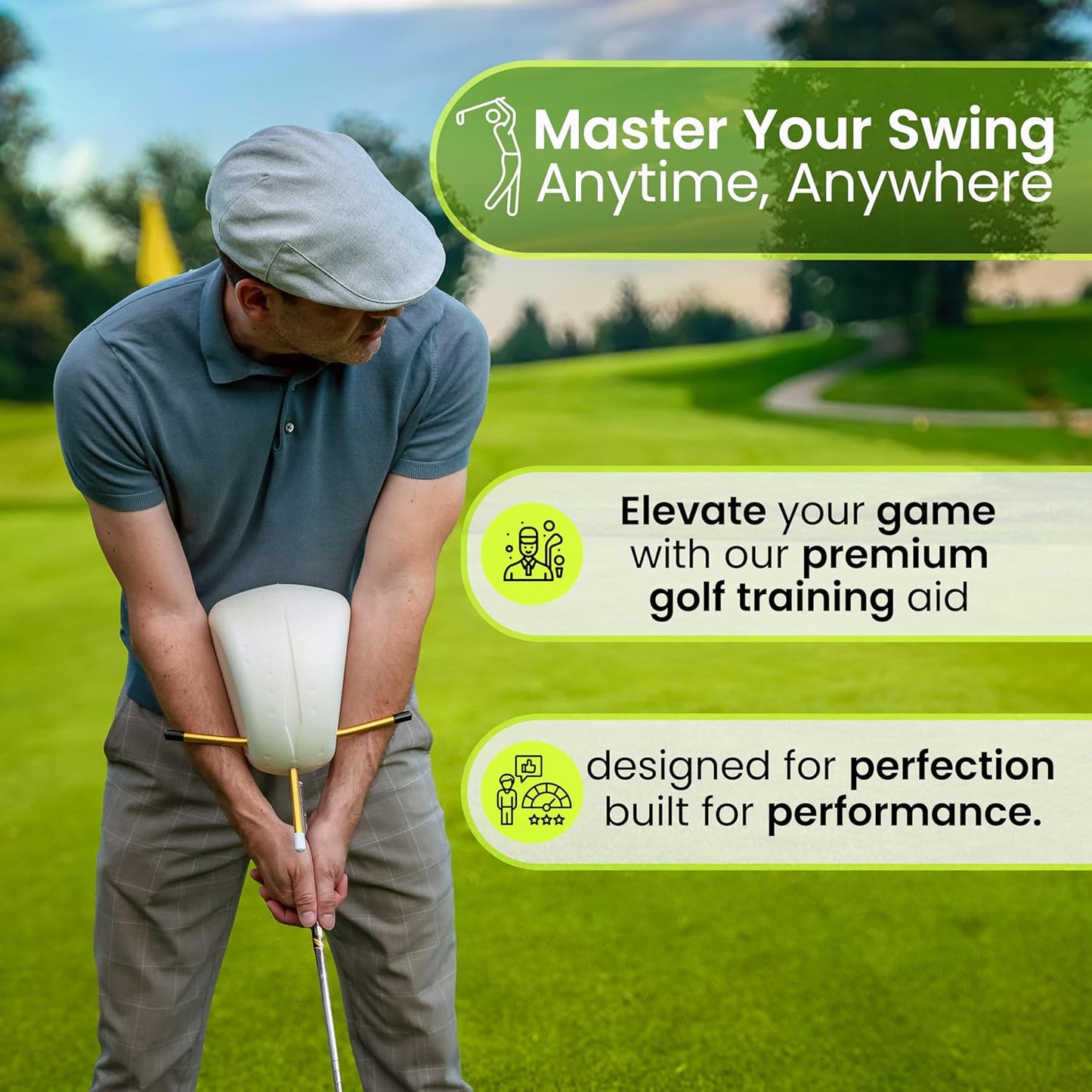 The Connector Golf Training Aid – Swing Trainer for Perfect Swing, Arm & Body Alignment, Non-Slip Pattern, Durable & Portable