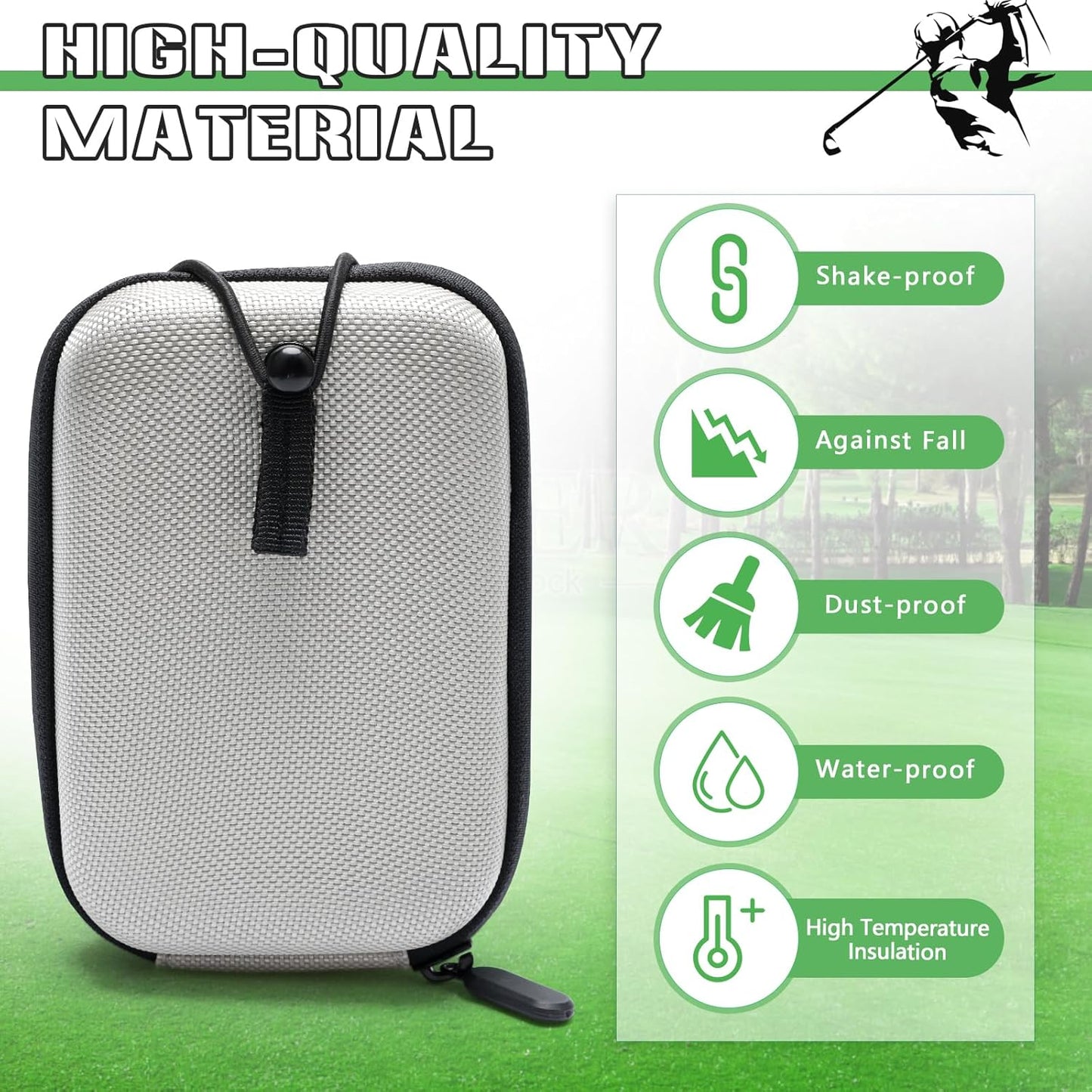 Golf Rangefinder Hard Shell Case, Hard Golf Rangefinder Case Universal Range Finder Carry Bag (Green+Black)