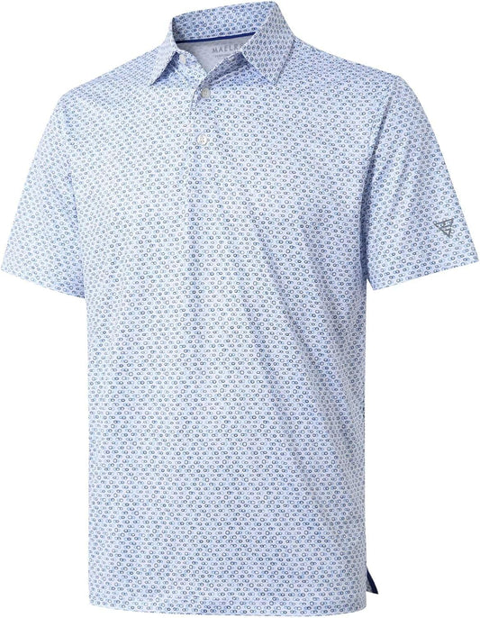 Golf Shirts for Men Dry Fit Short Sleeve Print Performance Moisture Wicking Polo Shirt