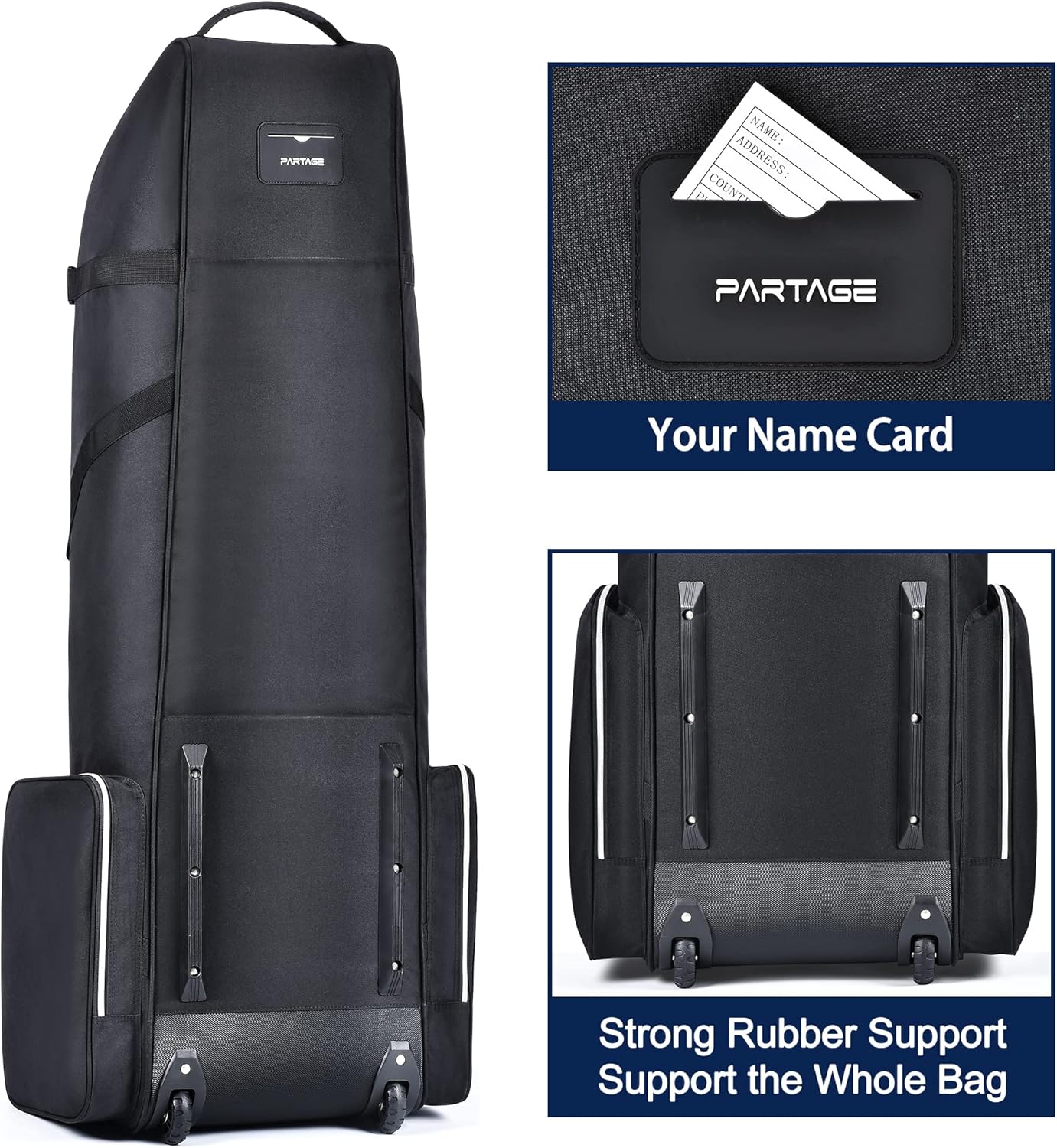 Partage Golf Travel Bag with Wheels,Golf Travel Case for Airlines -Black