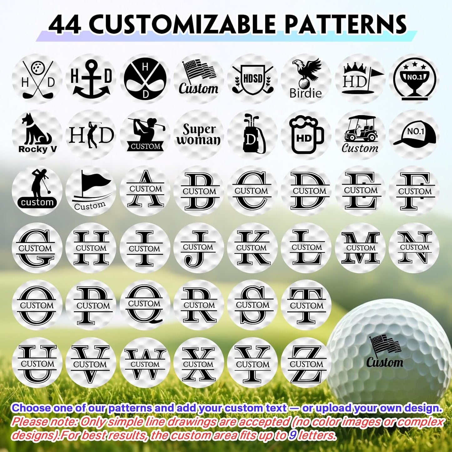 HDSD Custom Golf Ball Stamp Personalized Self-Ink Waterproof & Long-Lasting Monogram for Golfers