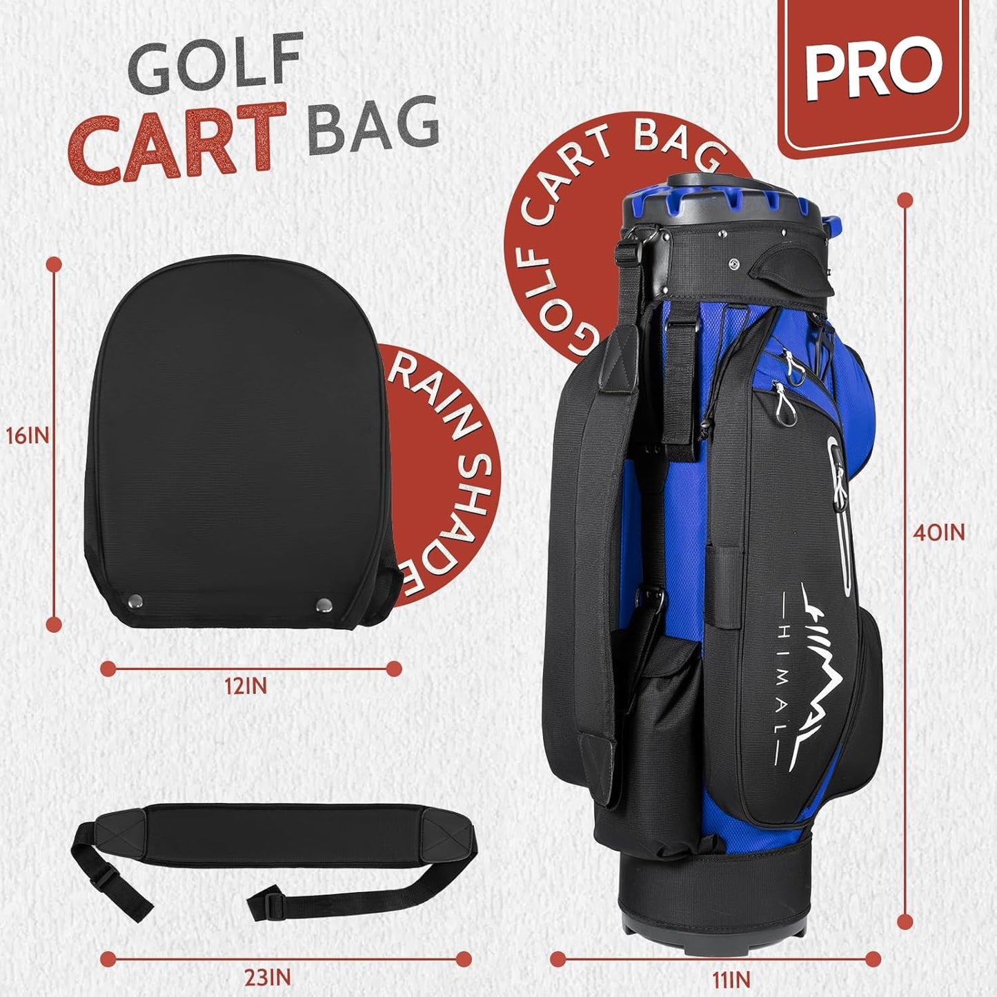 14-Way Golf Cart Bag Pro with Full Length Divider Top, Golf Bag for Men with Handles and Rain Cover
