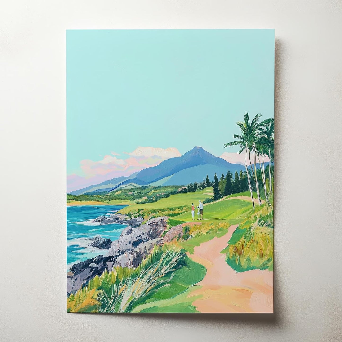 Golf Course Floral Pastel Art Print Posters - Premium Giclee Fine Art Prints - Golf Course Home Decor Posters, Golfer Art Prints for Home and Office Decor - Vintage Aesthetic, Ready to Frame