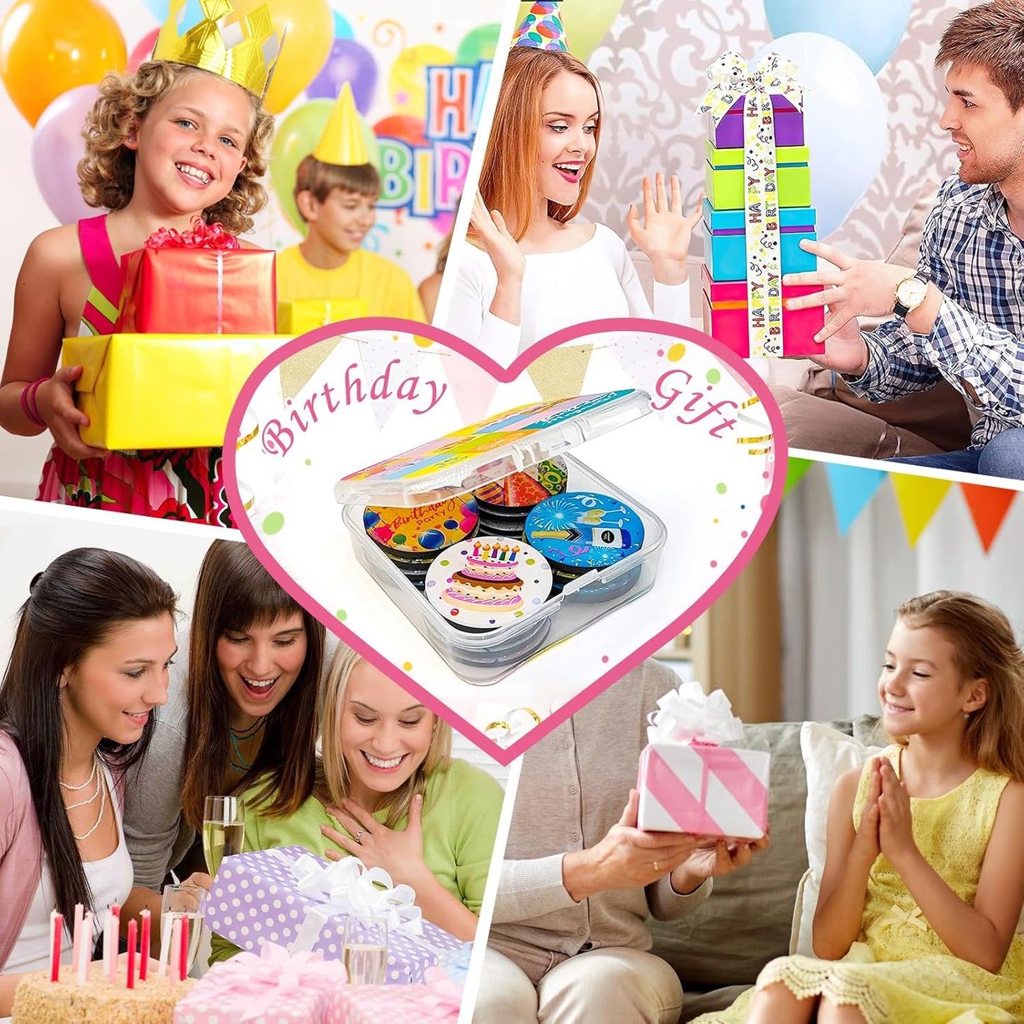 MORCART 16PCS Cute Birthday Magnets Decoration for Fridge Refrigerator Locker Whiteboard Decorative Magnetic Board Cabinets Classroom Office Cubicle Gift (Birthday)