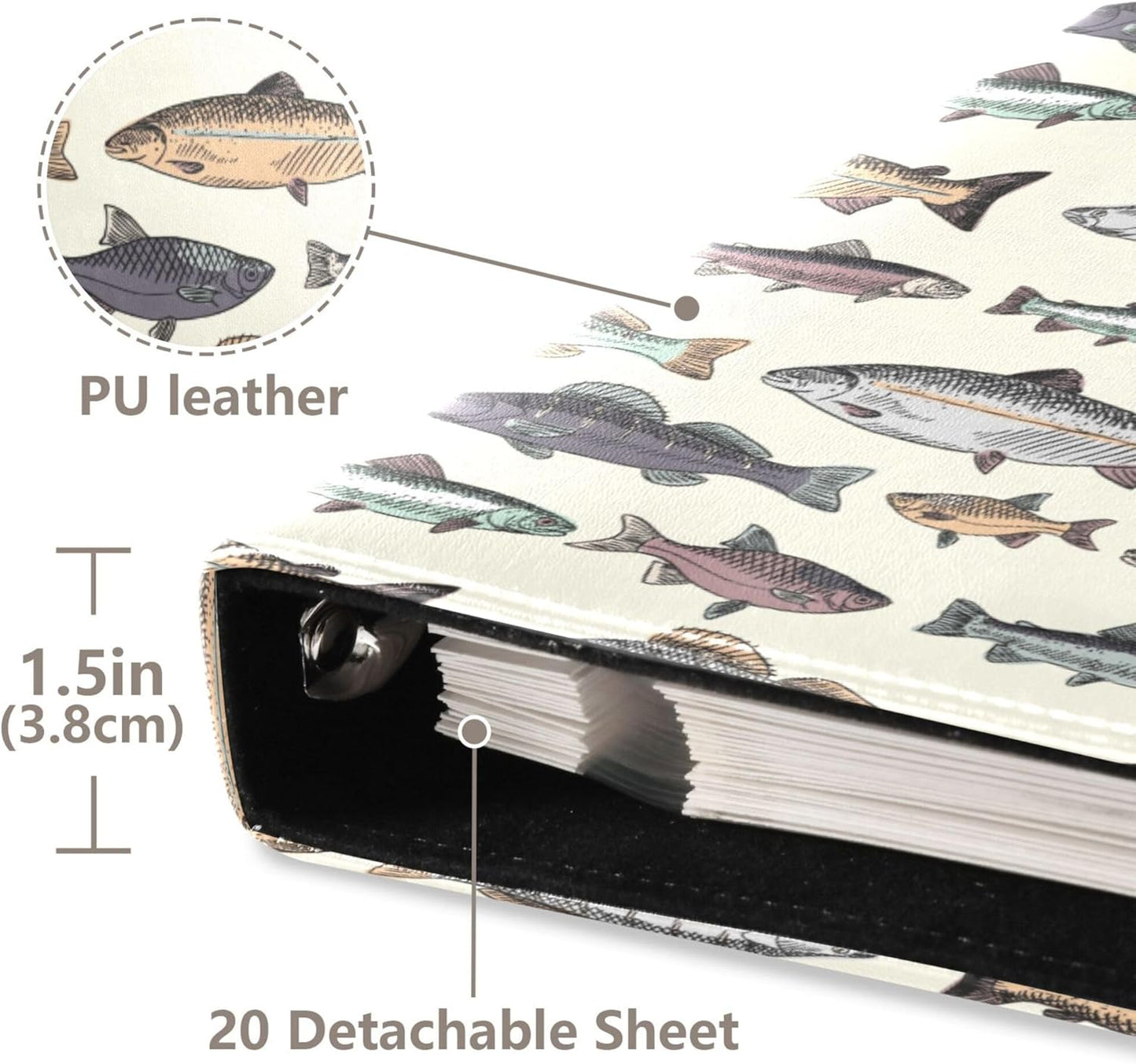 Fisyme Vintage Fish Photo Album Self Adhesive DIY Scrapbook Album for 2x3 4x6 5x7 6x8 Picture 20 Pages Memory Book for Family Wedding