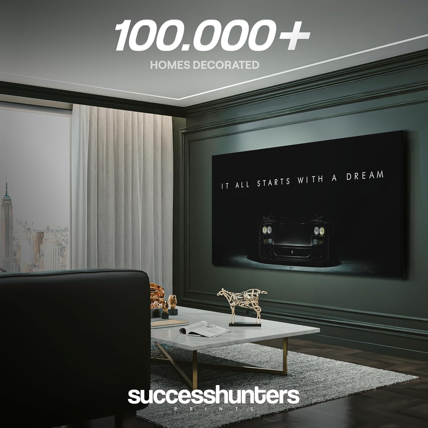 Motivational Wall Art for Office, Super Car Art Canvas, Inspirational Automotive Decor for Ferrari F40 Sportscar Lovers, Motivational Wall Decor for Office and Home, Car Poster (8" x 8" in)