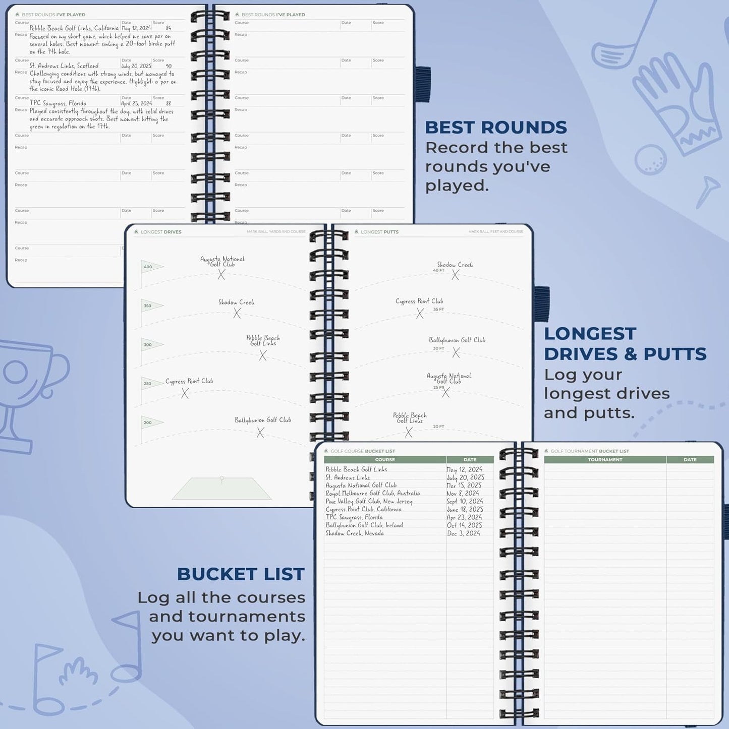 Clever Fox Golf Log Book – Small Training & Scorecard Journal – Pocket Notebook – Golf Practice Accessories & Gifts Ideas for Men (Dark Blue)