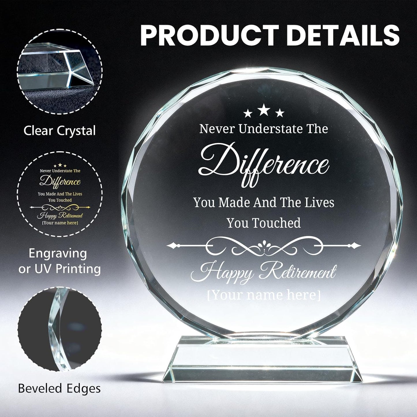 Personalized Trophy Award - Custom Crystal Awards and Trophies - Plaques Personalized Engraved - Thank You Gifts - Employee Appreciation Gifts for Cowokers, Recognition, Sports