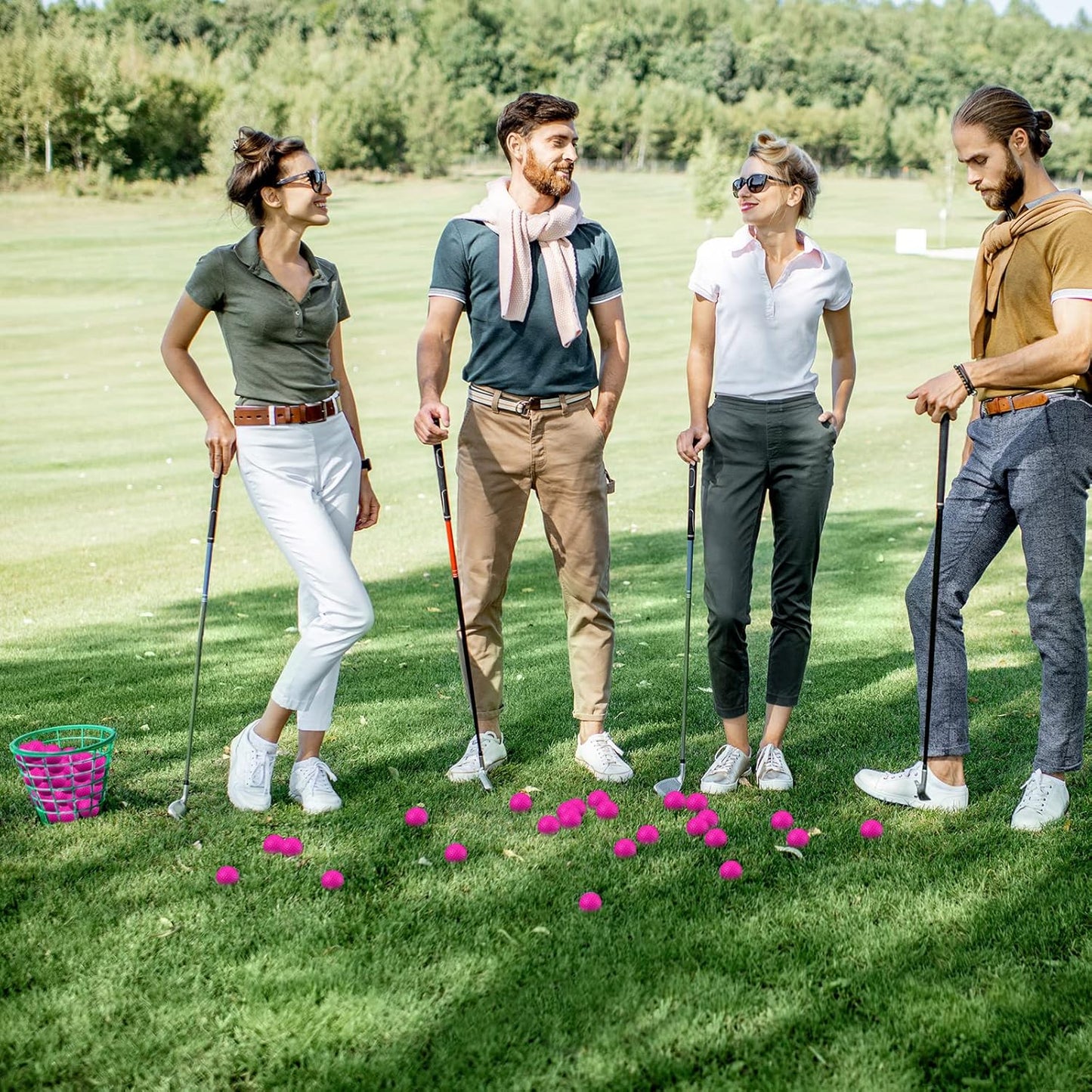 Junkin 24 Pcs Foam Golf Practice Balls Realistic Feel and Flight Training Sport Balls Elastic Soft Foam Golf Balls for Indoor or Outdoor Backyard Training