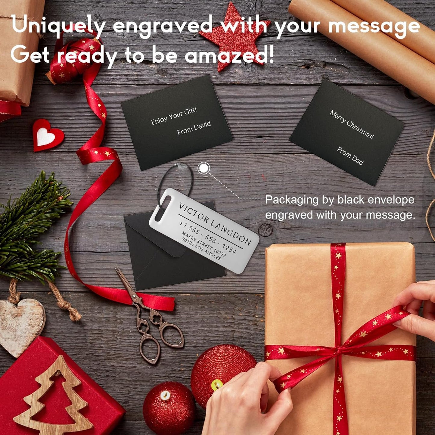 Personalized Luggage Tags for Suitcases - Stainless Steel Custom Luggage Tags for Backpacks & Bags, Sturdy, Waterproof & Heavy Duty (Silver / 3" x 1.25")