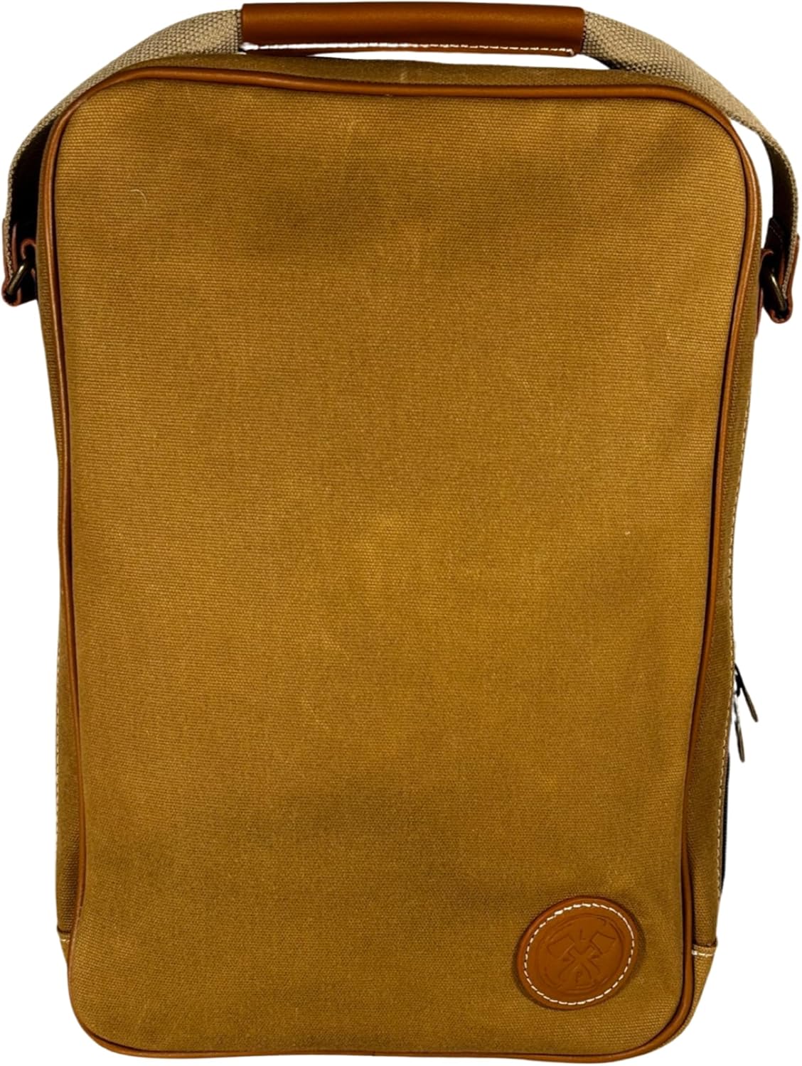 Lumberjack Plaid Golf Shoe Bag - Canvas and Leather, Large Travel Organizer for Men and Women, Breathable Sneaker Carrier