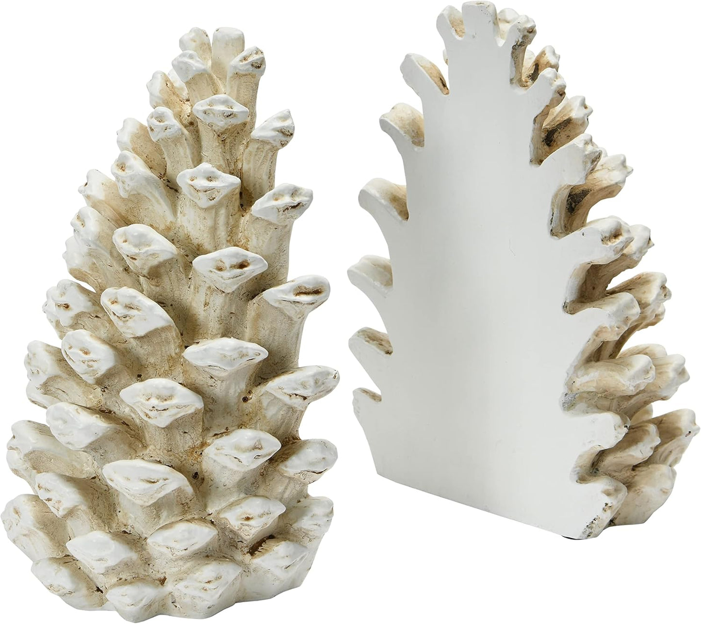 Creative Co-Op Resin Pinecone Bookends, Antique White