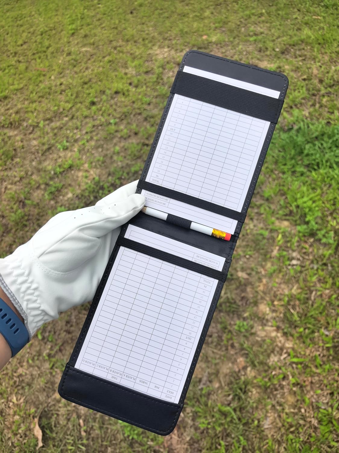 Golf Scorecard Holder (6 Colors - Premium Vegan Leather) | Yardage Book (4-Pack, Waterproof Stone Paper) | Scorecards (20-Pack White Cardstock) – Idea Gift for Golfers