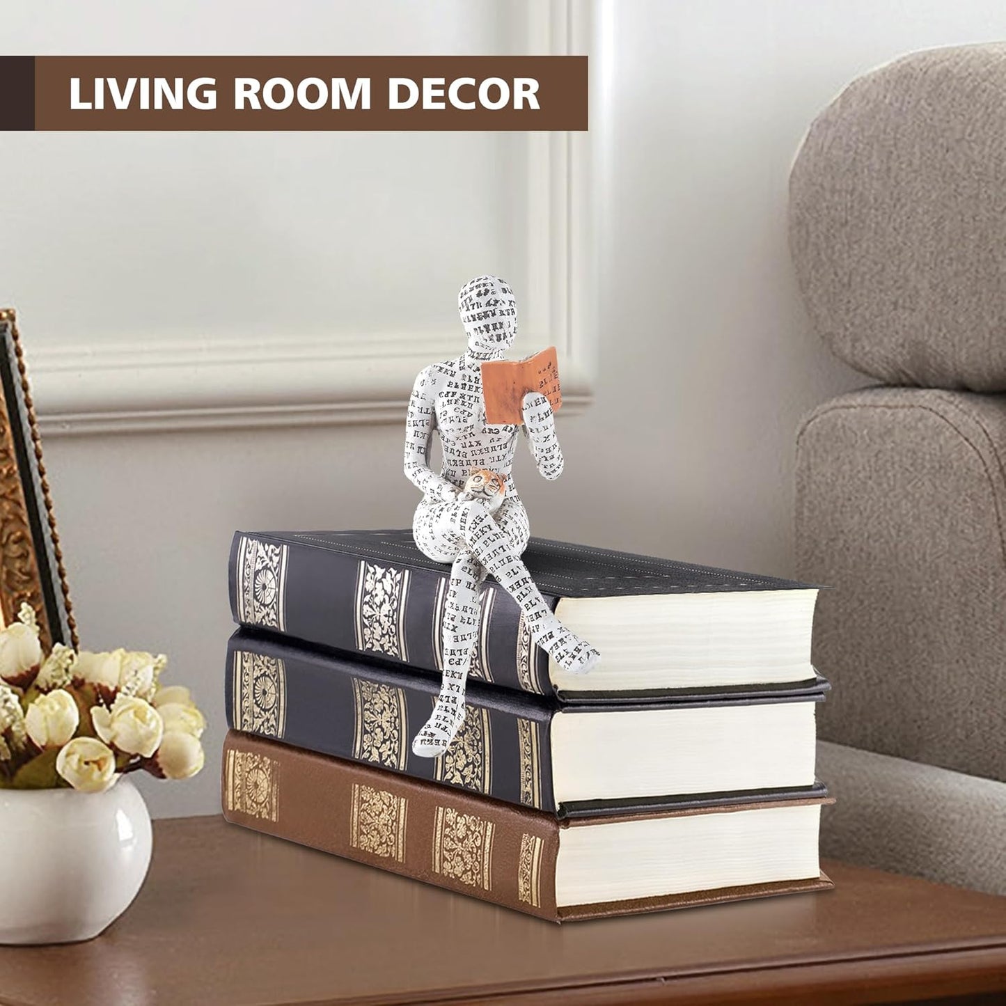 GRAPMKTG Home Decor Pulp Reading Women Thinker Statue Aesthetic Sculpture Room Decor Modern Abstract Decoration on Shelf Table Desk 3 Pack