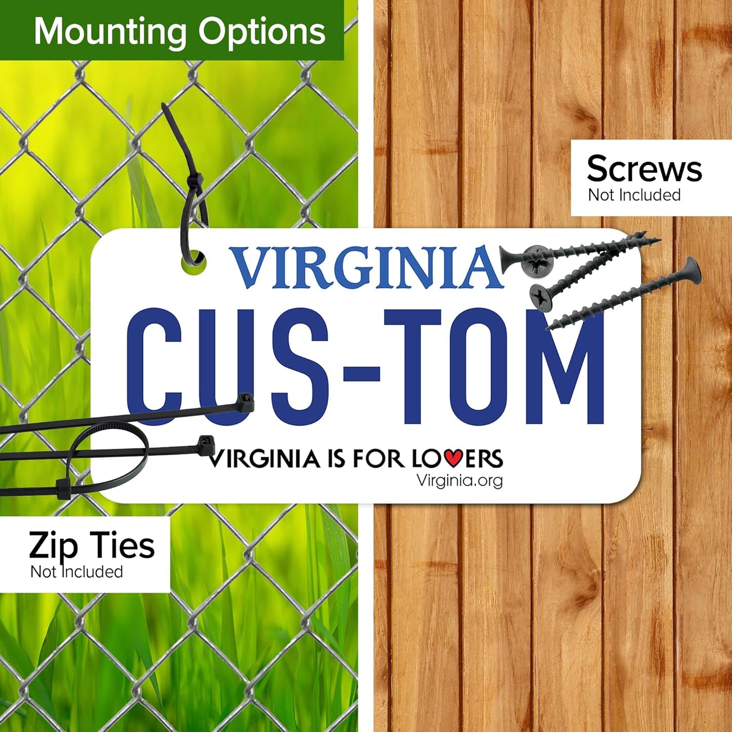 Mini License Plates, Personalized License Plates, Custom for Car, Bikes, ATV, Kids Car, Golf Cart, Jeep, 2x4 Inch, Rust-Free Fade Resistant Aluminum, USA Made by My Sign Center (Virginia)