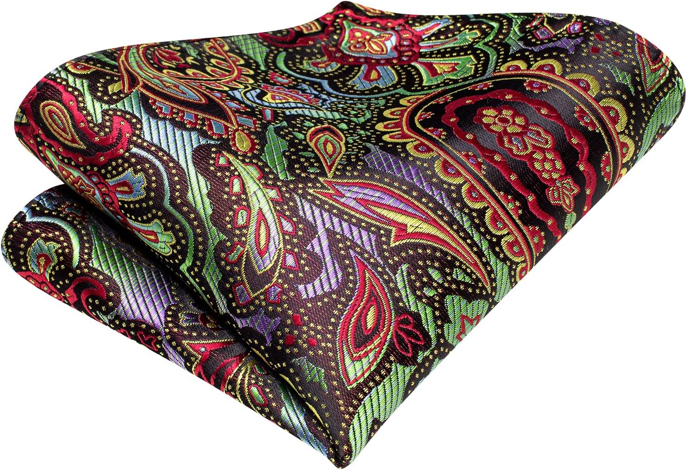 Dubulle Mens Paisley Striped Tie WOVEN Necktie for Men and Handkerchief Cufflinks Set Wedding Formal Business