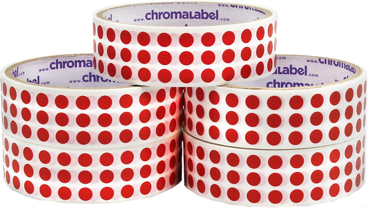 ChromaLabel 0.25 Inch Standard Red Permanent Adhesive Color Code Dot Label Kit, 1000 Stickers per Roll, 5 Pack