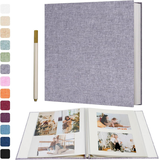 Vienrose Photo Album Self Adhesive 4x6 5x7 3x5 8x10 10x12 Scrapbook Album DIY Scrap Book with A Metallic Pen (13"x12.6" 60 Pages, Grey)