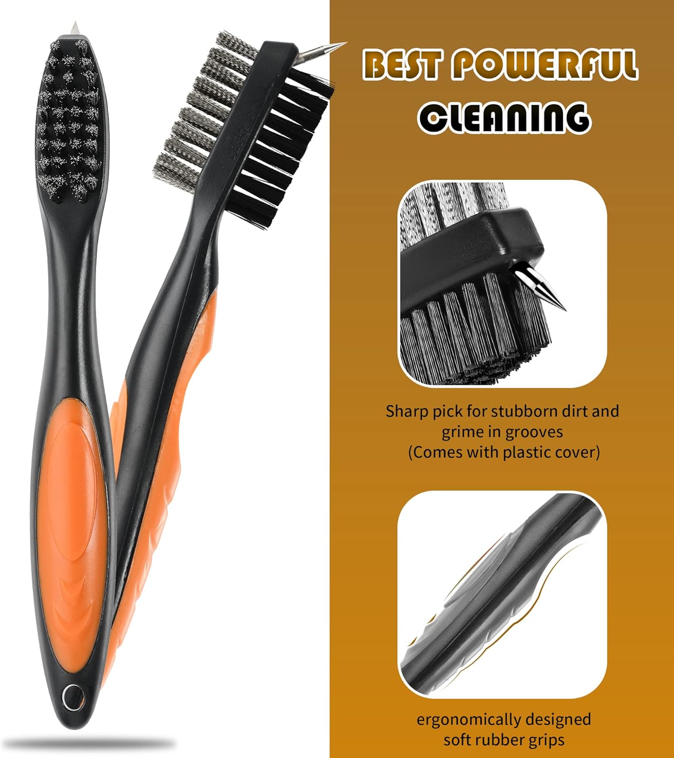 Mile High Life Golf Club Brush, Club Groove Cleaner with 2 Ft Retractable Extension Cord and Aluminum Carabiner, Golf Bag Accessories for Men and Women