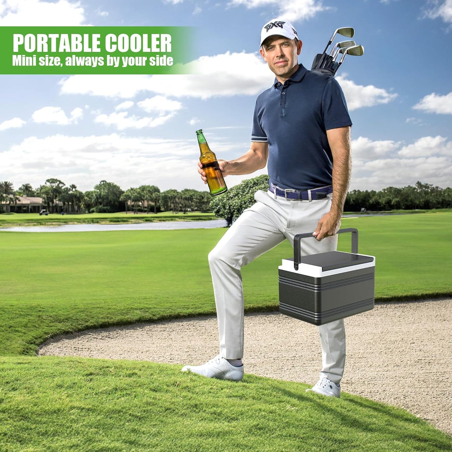 10L0L Golf Cart Ice Cooler Universal Insulated Portable Cooler Lightweight Ice Chest Box with Mounting Bracket Kit for Yamaha,EZGO,Club Car