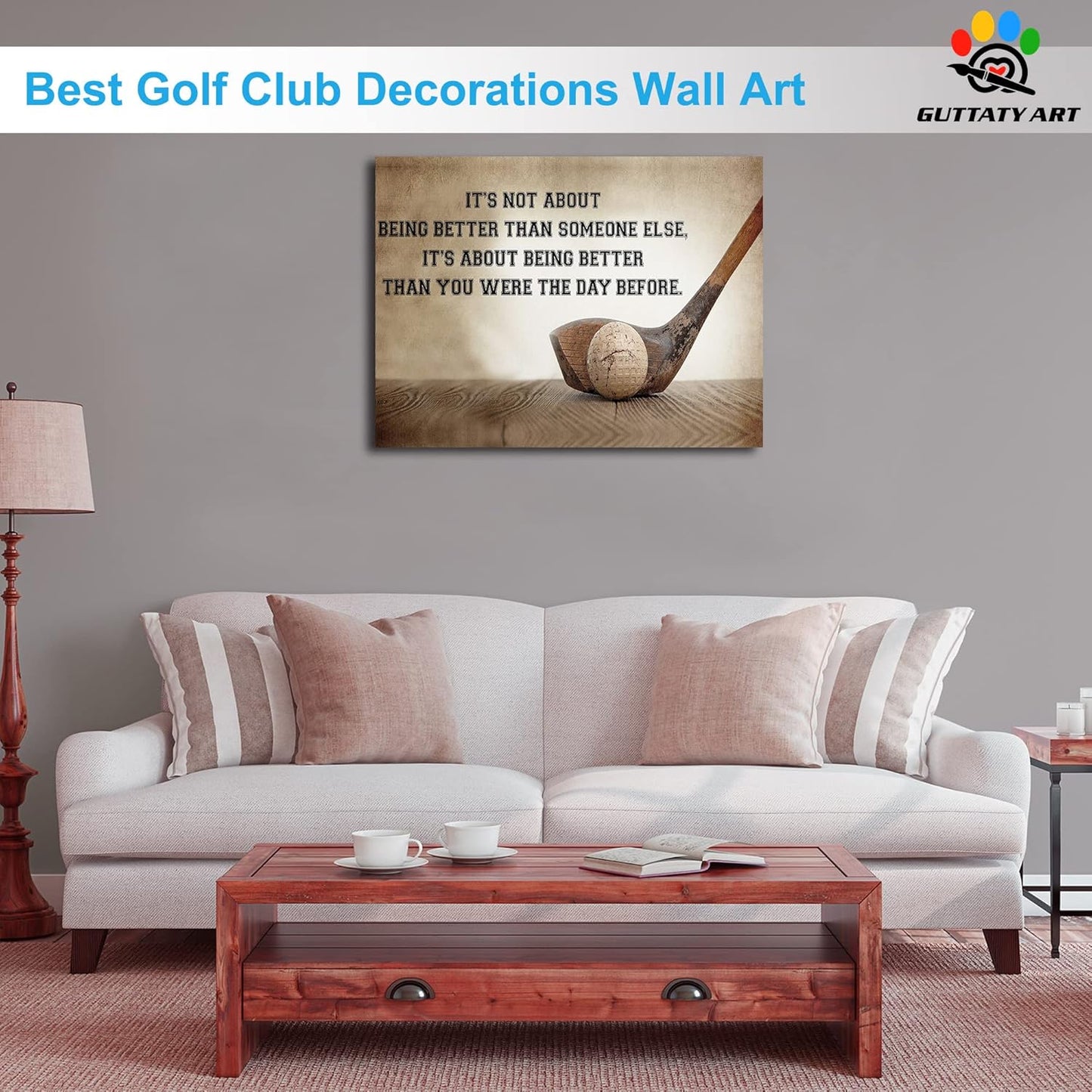 Inspirational Canvas Wall Art, Golf Clubs Wall Art Painting Prints for Living Room Wall Decor, Motivational Quotes Poster Picture for Bedroom Decor, Framed Artwork for Office Home Decor 18x24 Inches