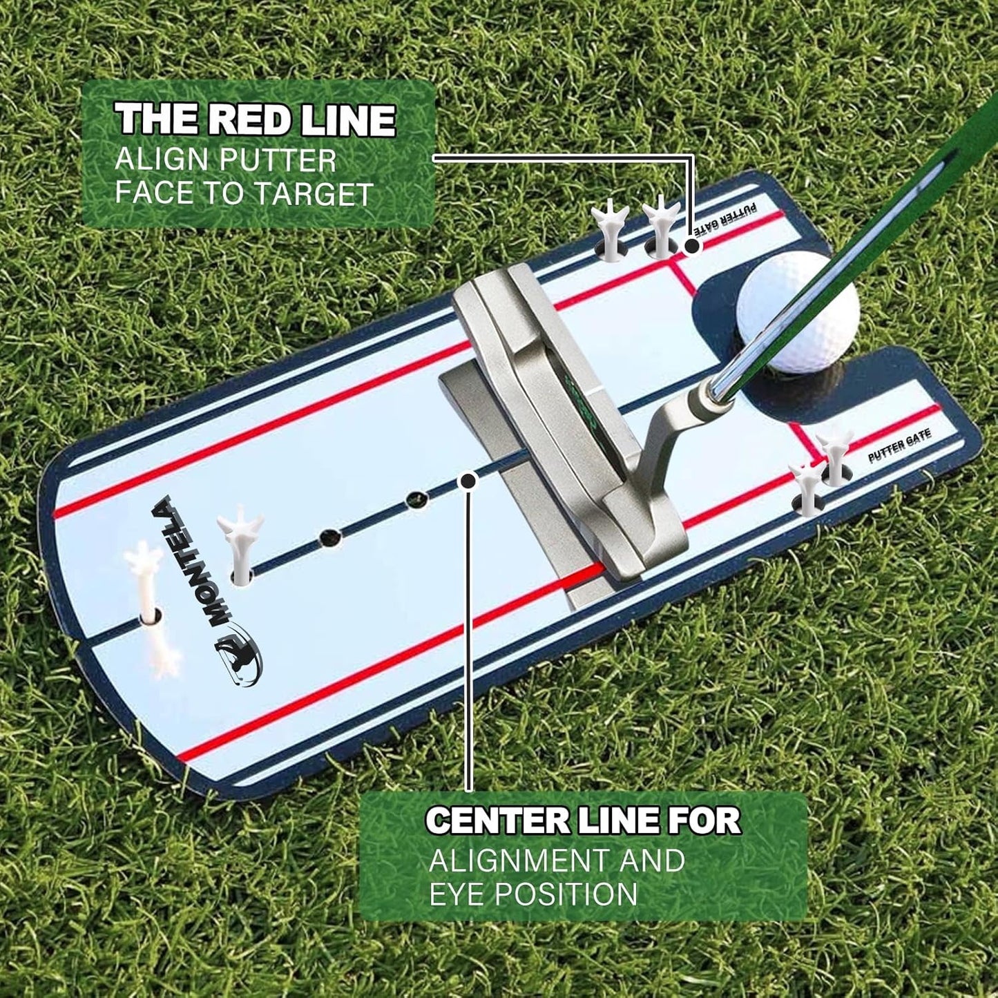 Montela Golf Putting Mirror, Putting Mirror Training Aid for Golf, Portable Training Aid, Golf Putting Alignment Mirror Practice Putting Trainer for Beginner Golfing Equipment and Accessories