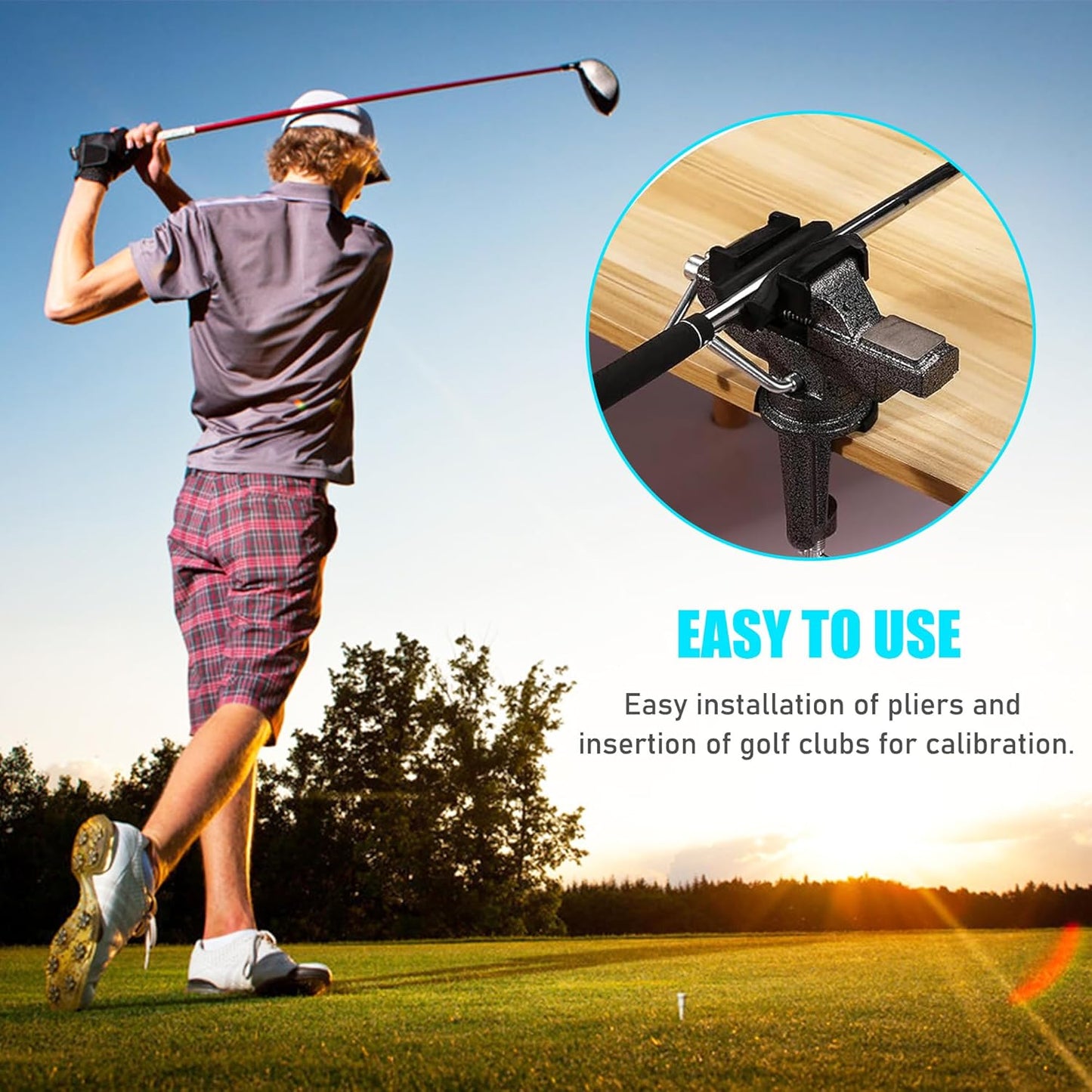 Golf Club Grip Vise Clamp Kit, 360° Swivel Portable Table Vise, Golf Club Calibration Tool, Club Grip Replacement Tool, Suitable for Golf Club Grips (No Solvent)