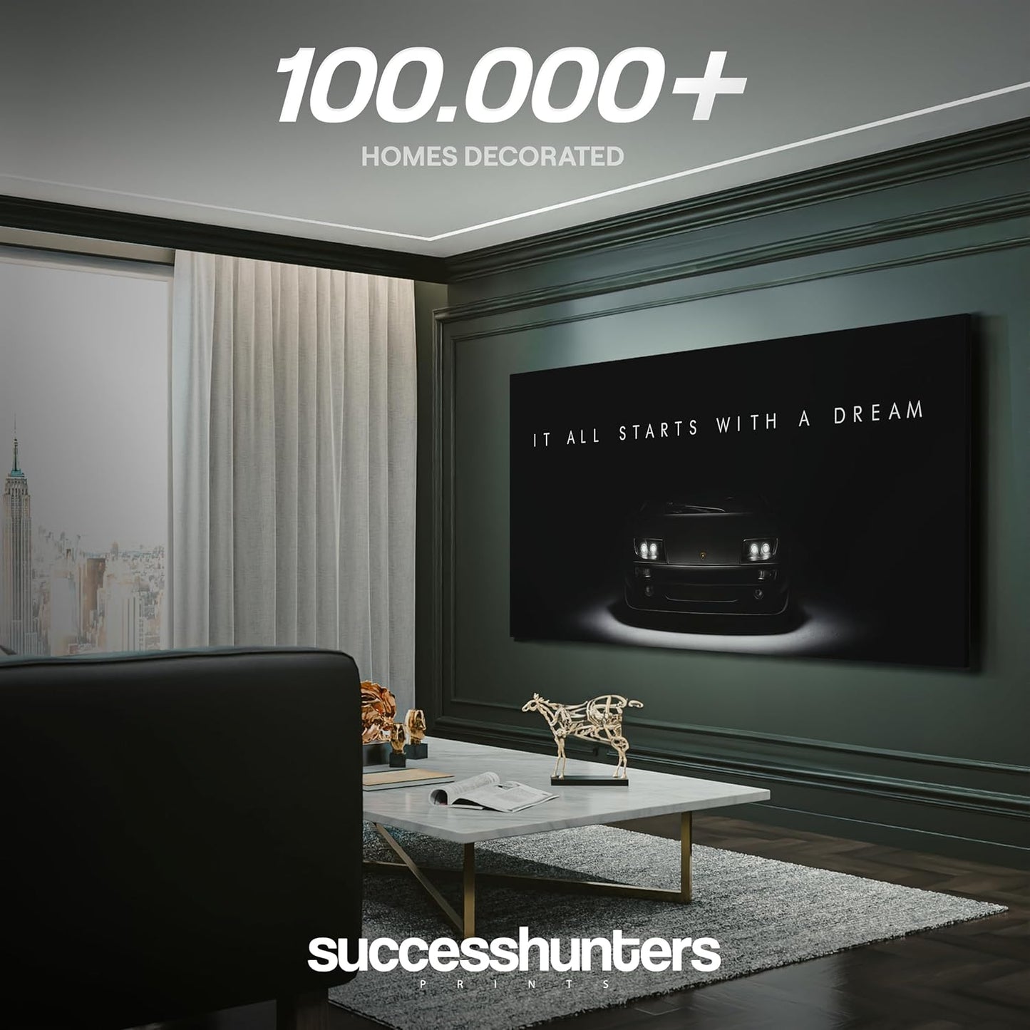 Motivational Wall Art for Office, Super Car Art Canvas, Inspirational Automotive Decor for Lamborghini Diablo Sportscar Lovers, Motivational Wall Decor for Office and Home, Car Poster (10" x 20" in)