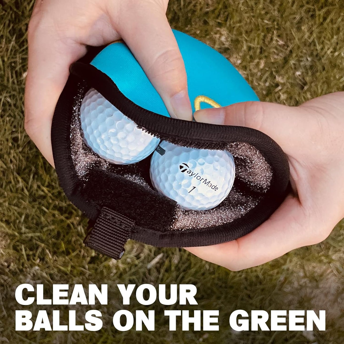 Golf Club Cleaner & Ball Cleaning Bag,Original Three-Layer Fabric Waterproof Technology,Golfer's Ultimate Green Clean Scrub Equipment Accessories,Removable Clips to Support Machine Washing