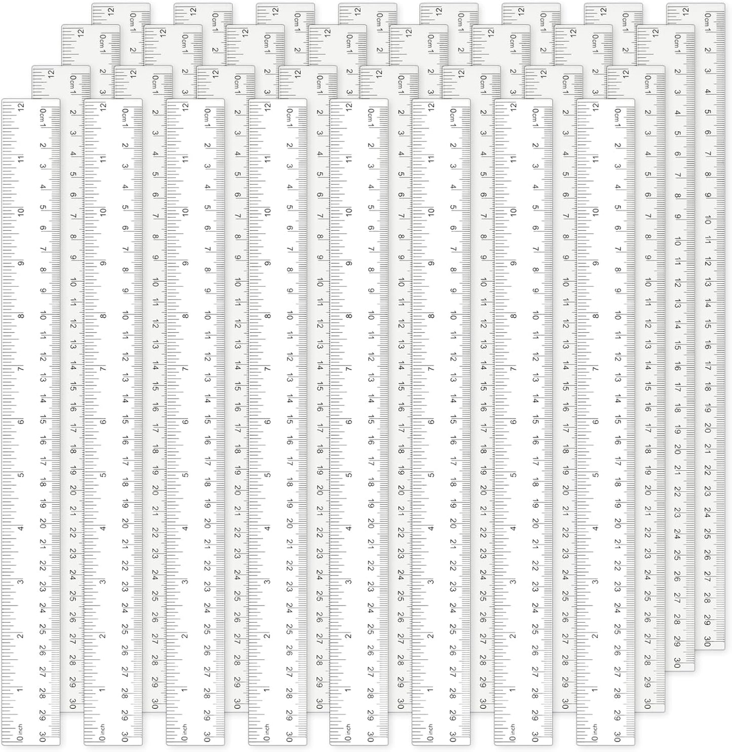 32 Packs Clear Plastic Ruler 12 Inch, 12 Inch Ruler with Centimeter and Millimeter, Plastic Metric Rulers Bulk Set Transparent Assorted Color Office Home Supplies
