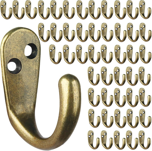 IBosins 50PCS Coat Hooks Wall Mounted Single Prong Robe Hook for Hanging Towel Hooks with 100 Screws for Cup, Mug, Bags, Hat, Cap, Scarf, Pet leashes