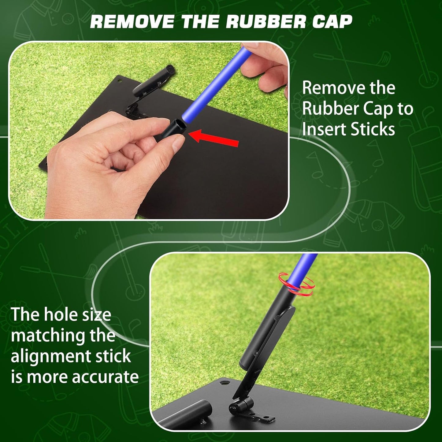 Pro Golf Alignment Sticks Holder – Adjustable Swing Plane Trainer with Weighted Base | Angle Plate Golf Training Aid for Swing Path, Putting & Aiming