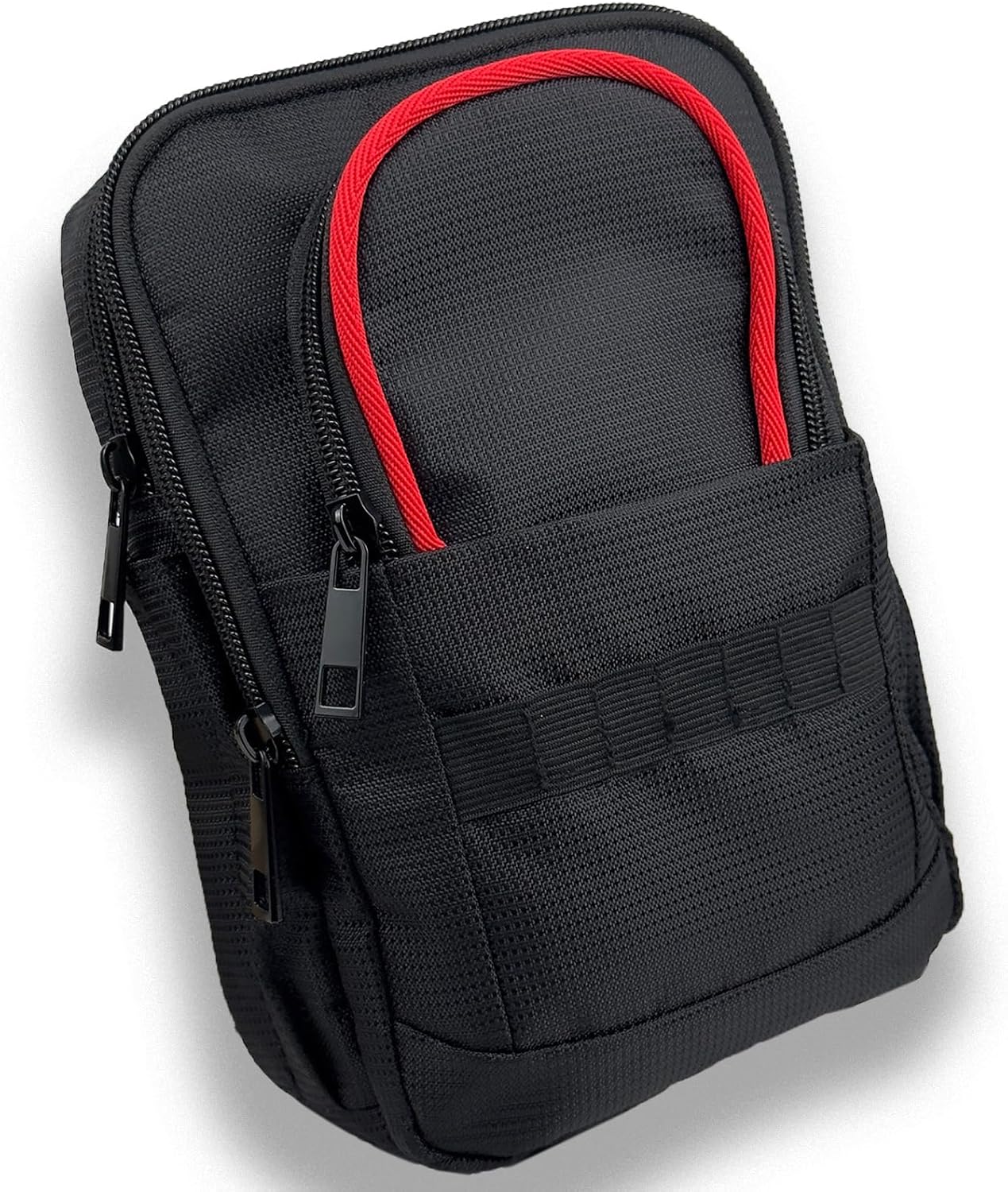 Tactical Golf Valuables Pouch with Clip-On Carabiner – Water-Resistant Golf Tee Bag Pouch for Belt, Cart or Backpack – Compact Golf Accessory Bag for Balls, Tees, Gloves & EDC Gear Black/Red