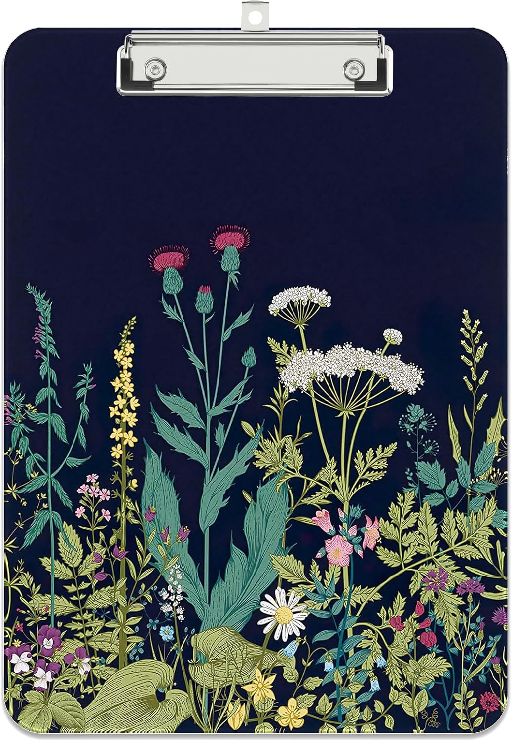 Rimilak Plastic Clipboards with Metal Clip, A4 Letter Size 9 x 12.5 in, Office Decorative for Students Women Men and Kids, Cute Custom Pattern, Night Flower