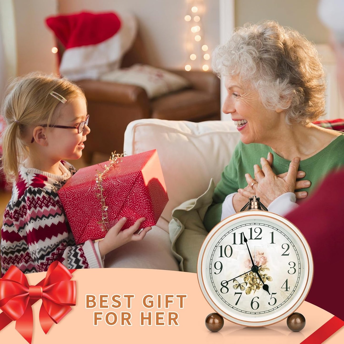 Maxspace Classic Vintage Analog Clock - Elegant and Decorative With Distressed Metal Frame for Office, Living Room or Bedroom - Silent Non-Ticking