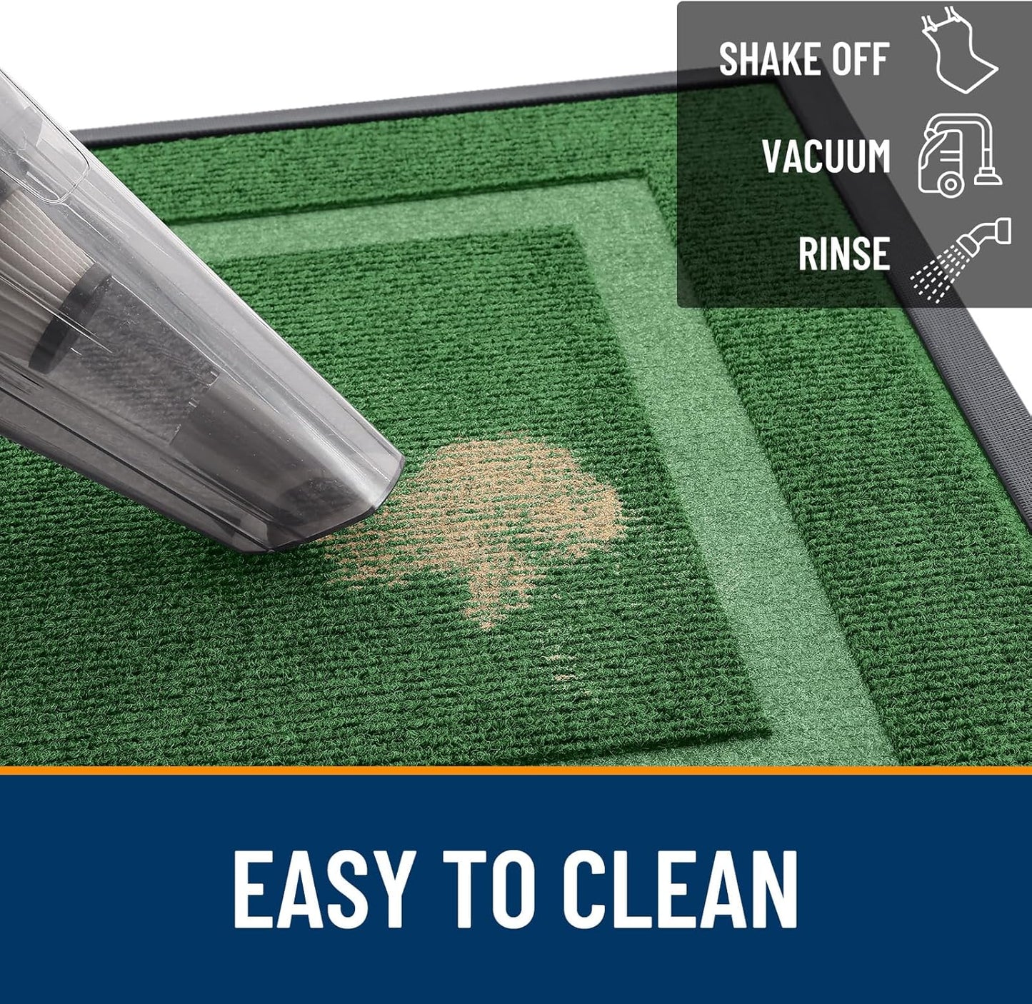 OLANLY Front Door Mat Indoor Outdoor Entrance, Waterproof All-Season, All-Weather Doormat, Sturdy Natural Rubber, Fade Resistant, Low Profile, Easy Clean Patio Porch Entryway Mat, 47x23, Green