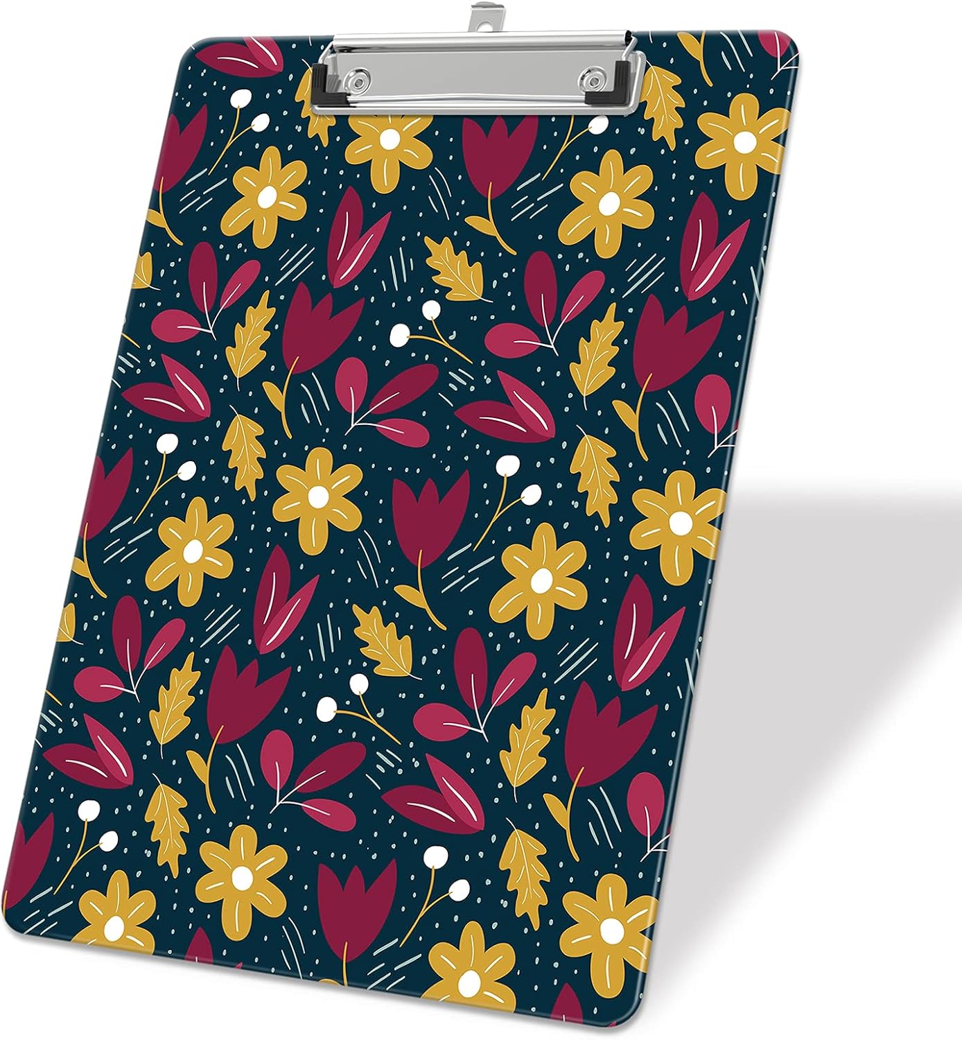 Plastic A4 Clipboards, Cute Clip Board Stardard Letter Size 9 x 12.5 in, Office Decorative for Students Women Men and Kids, Wildflowers